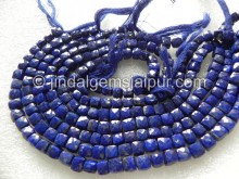 Lapis Faceted Cube Shape Beads